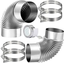 2 Pack 4" OD 3.97" ID 90 Degree Dryer Vent Elbow - Non-Flexible Stainless Steel 