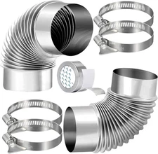 2 Pack 4" OD 3.97" ID 90 Degree Dryer Vent Elbow - Non-Flexible Stainless Steel 