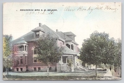 1913 Mrs. S. M. Belser Residence Warrensburg MO Postcard