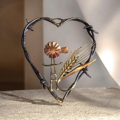 Barbwire Metal Hanging 4.5'' Heart Windmill Wheat Farmhouse Country Rustic Decor