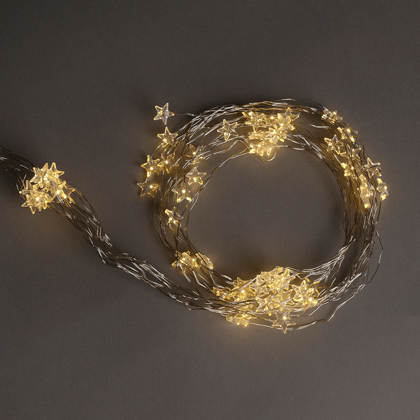Micro Led Stern Draht Lichterkette 80 Cm IP44 100LED Deko Lichterkette Warmweiß-image