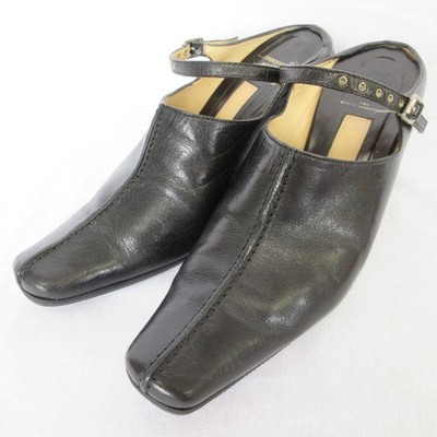 RABOKIGOSHI works Square Toe Mules 8.9'''' Black Women USED
