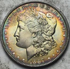 1887 $1 Morgan Silver Dollar. Attractive UNC Details, Artificial Tone