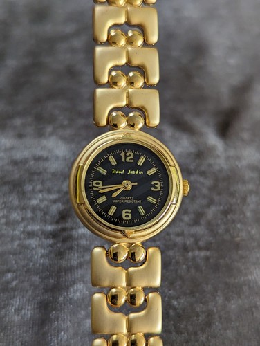 Paul Jardin Damenuhr 25 mm goldfarben Quarz schwarzes Zifferblatt