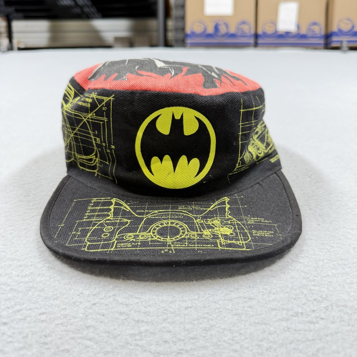 Vintage Batman Hat Cap Fitted One Size Black Army Cadet Graphic