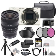 Sony ZV-E10 White Body  Sony FE 16-25mm f/2.8 G Lens 64GB  3 PC Filter- Kit