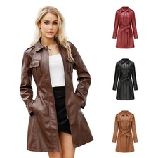 Women's Leather Jacket Coat Genuine Leather Long Motorcycle Slim Fit Designer