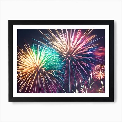 Feuerwerk am Himmel 1 Kunstdruck gerahmt Wandbild Poster Leinwanddruck Bild
