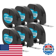 Dymo Lt Plastic Labeling Tape For Letratag Label Makers 1/2 12Mm Black Print On