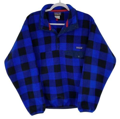 Patagonia Synchilla Sweater Men’s Medium Buffalo Plaid Check Snap T Fleece