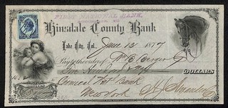 1877 Hinsdale Country Bank Lake City CO Check M. B. Berger ? w/ Vignettes