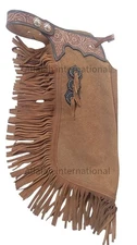 Elegant Suede Leather Tooled Chinks/Chaps For Trail Riding Free Shipping