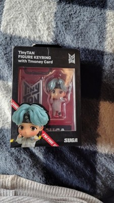 TinyTAN SUGA Figure Keyring with Tmoney Card BTS Multicolor PVC Metal 120mm