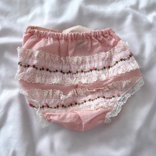 Vintage pink ruffle flower rosette diaper coverup newborn photoshoot bloomers