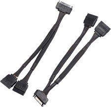 6-Inch SATA Power Y-Splitter - 2 Pack Braided 15 Pin Male to Female Cables