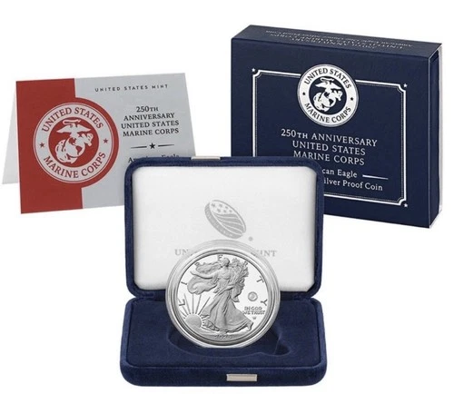 250th Anniversary Marine Corps American Eagle One Ounce Silver Proof Coin
