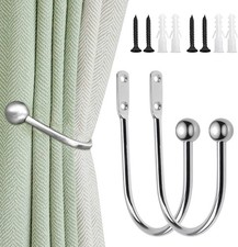 2 Pieces Curtain Tie Backs Hooks - Wall Mounted Curtain Holdbacks with Screws -