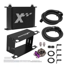 25 Row Oil Cooler Kit Universal 10AN Aluminum w/ 2 Hoses & Thermostat 73-83C