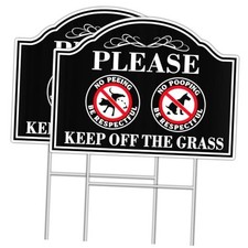 No Dog Pooping Or Peeing Sign, 2 Pack 12.6x9.5 Inch, Double-Sided Black