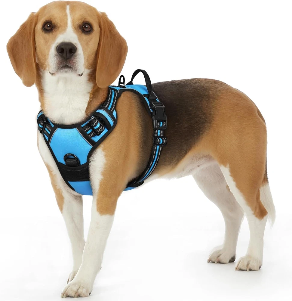 Dog Harness for Large Dogs, No Pull Service Vest with Reflective Strips and Cont