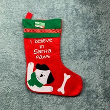 Dog Cat Cute Felt Christmas Stocking Pet Red Green Holiday S3