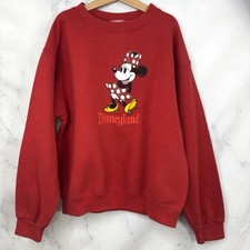 Vintage 80s Walt Disney Minnie Mouse Pullover Sweatshirt Youth L 10/12 Red Retro