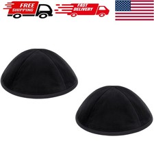 Luxury Velvet Kippah 2-Pack, Black 4-Panel Design for Men Boys, Hand Wash Only