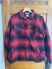 Duluth Trading Women’s Folklore Flannel Insulated Shirt Jac Size Lg Red Black 