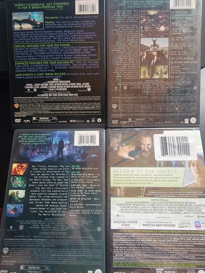 THE MATRIX 4-Movie Collection (Reloaded, Revolutions, Resurrections) 4 DVDs MINT - Image 2 of 2