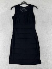 Enfocus Studio Dress Womens 4 Black Lace Shoulders Sleeveless Polyester Blend