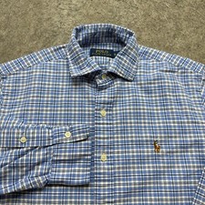 Polo Ralph Lauren Oxford Shirt Men S Blue Plaid Classic Fit OCBD 42"