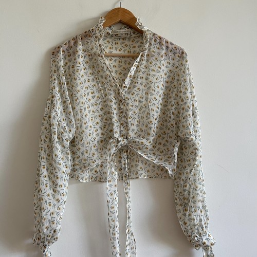 the east order top Sheer Ditsy Floral Top Boho Sunflower Print - Picture 5 of 12