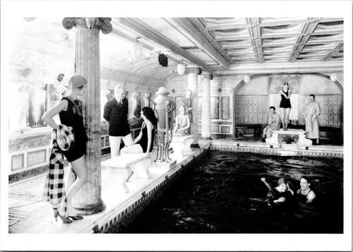 Postkarte S. S. S. Saturnia, Pompeian Swimming Pool 1928 New York City - Bild 1 von 6