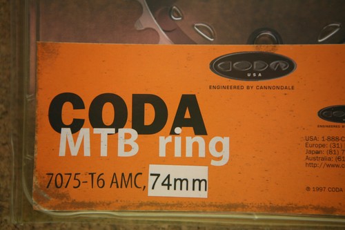 Retro Oldschool NOS NEW Cannondale CAAD CODA chainring 28t 74 BCD Mountain Bike - Picture 2 of 6