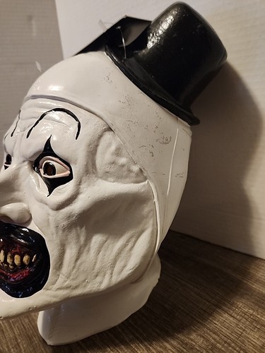 Art the Clown Maske Terrifier Grusel Gruselmaske mit Polyesterhaube Vollkopf - Bild 3 von 12