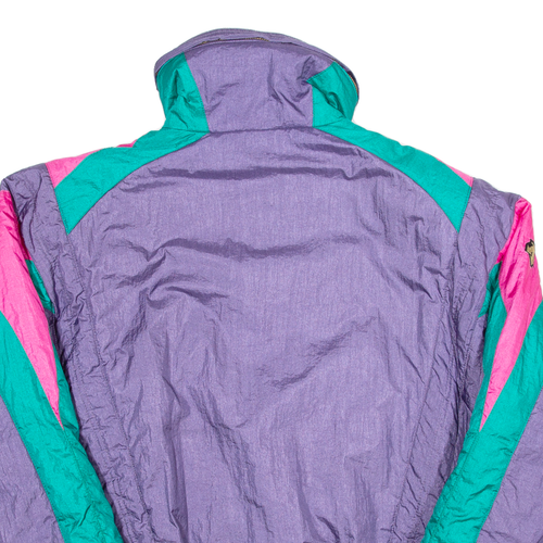 Vintage DESCENTE Womens Ski Jacket Purple 90s Hooded Colourblock M - Picture 4 of 6