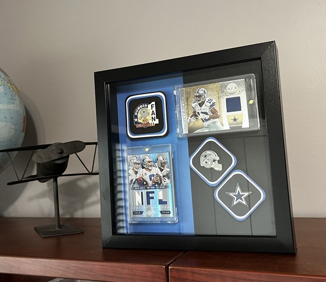 Dallas Cowboys NFL 1/1 Memorabilia Shadow Box Tony Romo, Miles Austin Dez Bryant