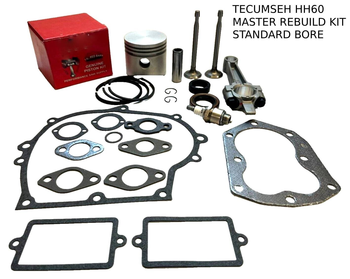 NEW TECUMSEH HH60 PISTON, ROD, ENGINE GASKET SET WITH SEALS & VALVES eBay