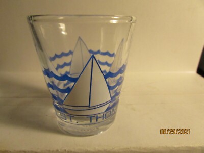 St. Thomas- U.S Virgin Islands- standard shotglass-  Sailboat scene - mint