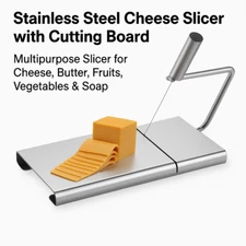 Stainless Steel Cheese Slicer Board Multifunctional Butter Cutter Meats Kitchen 