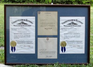 RARE OFFICIAL KENTUCKY COLONEL CERTIFICATE Signed by Gov. A.Chandler