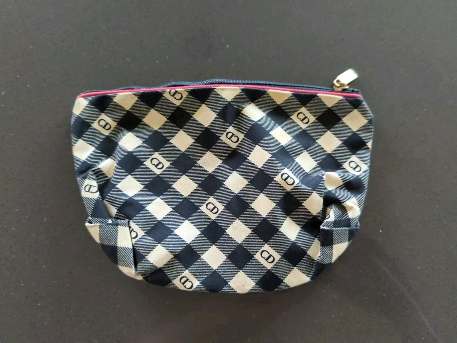 Authentique pochette à carreaux Christian Dior vintage logo CD M1