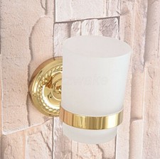 Gold Color Brass Toothbrush Holder Single Glass Cup Holder Wall Mounted Zba593