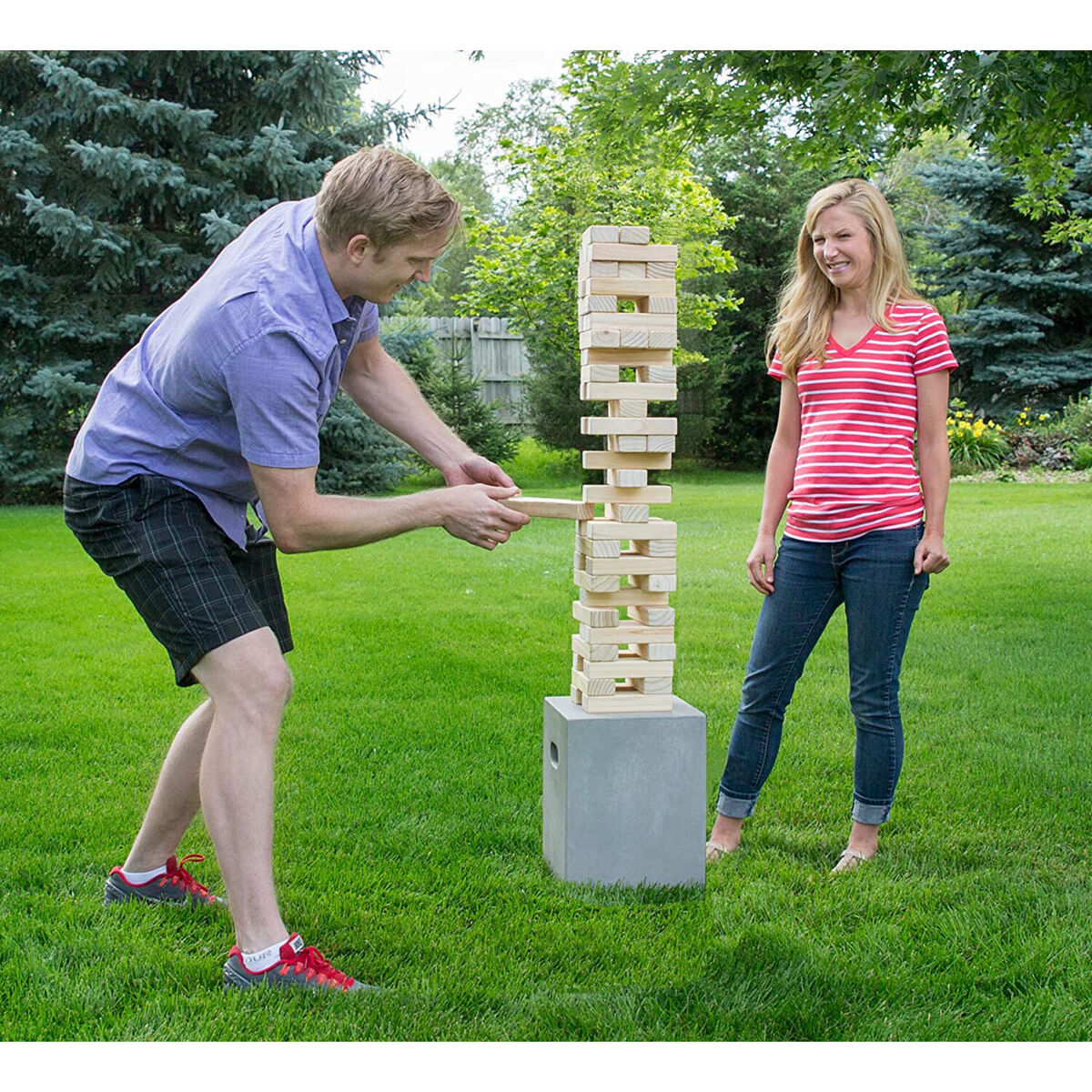 YardGames Large Tumbling Timbers Stacking Game w/ 54 Premium Pine Blocks  (Used)