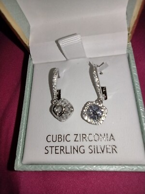RACHEL ASHWELL Cubic Zirconia Dangle Earrings Sterling Silver New  Lovely!