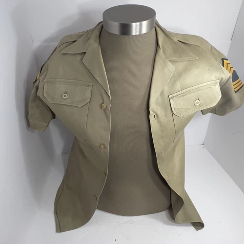 Vintage US Army Military Shirt Size Medium 8405-292-9383 Khaki - Vietnam Era