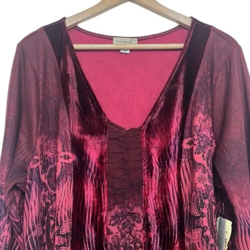 Haut manches longues femme One World taille 2x velours mixte fée fantaisiste - Photo 2 sur 12