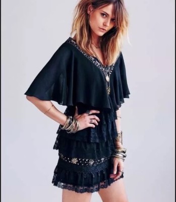 black tiered lace dress Moonlit Market Tiered Lace Maxi Dress – VICI main image 0