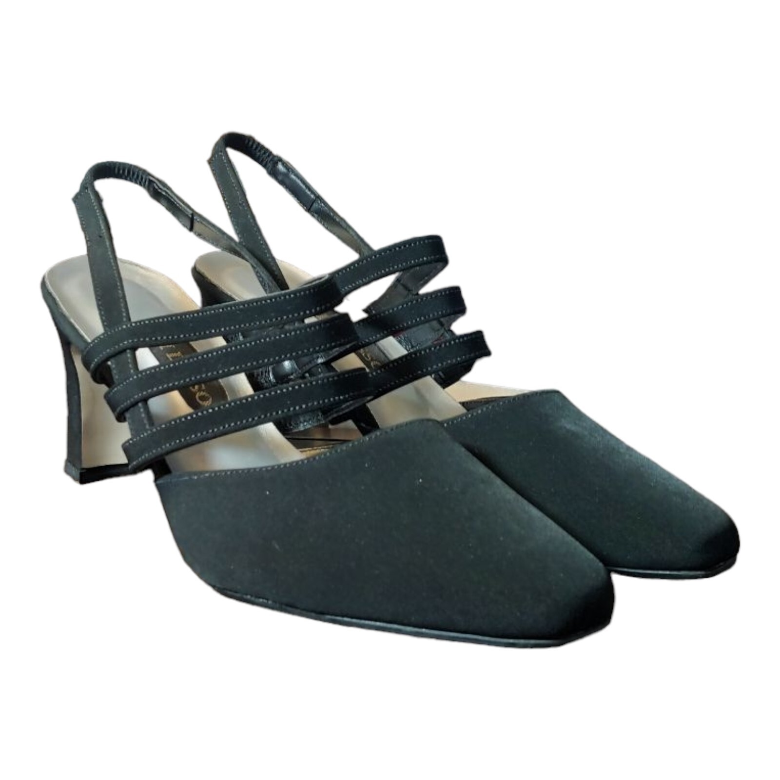 Di Lusso Black Strappy Stiletto Heels Women Size 8M New in Box