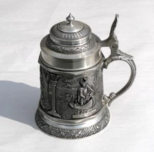 BMF Zinn Pewter Beer Stein The Battle with the Dragon Kampf mit dem Drachen 7 In